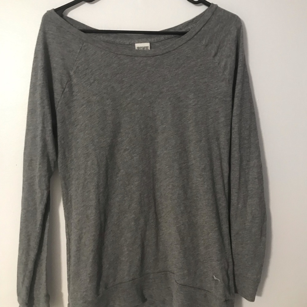 victoria secret pink scoop neck grey sweatshirt